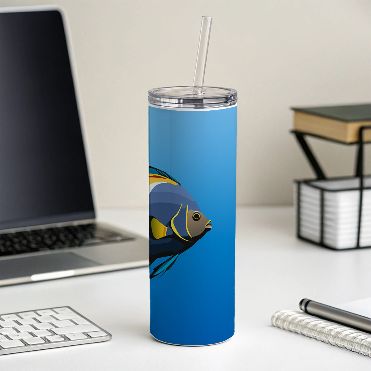 Angelfish Angel Fish Ocean Fresh Water Skinny Tumbler 20oz with Straw Insulated Water Bottle Gift