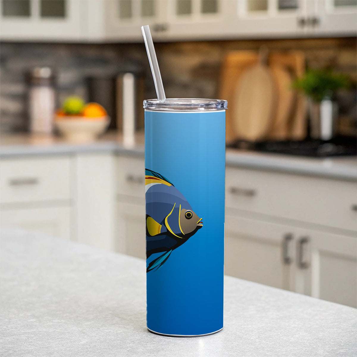 Angelfish Angel Fish Ocean Fresh Water Skinny Tumbler 20oz with Straw Insulated Water Bottle Gift