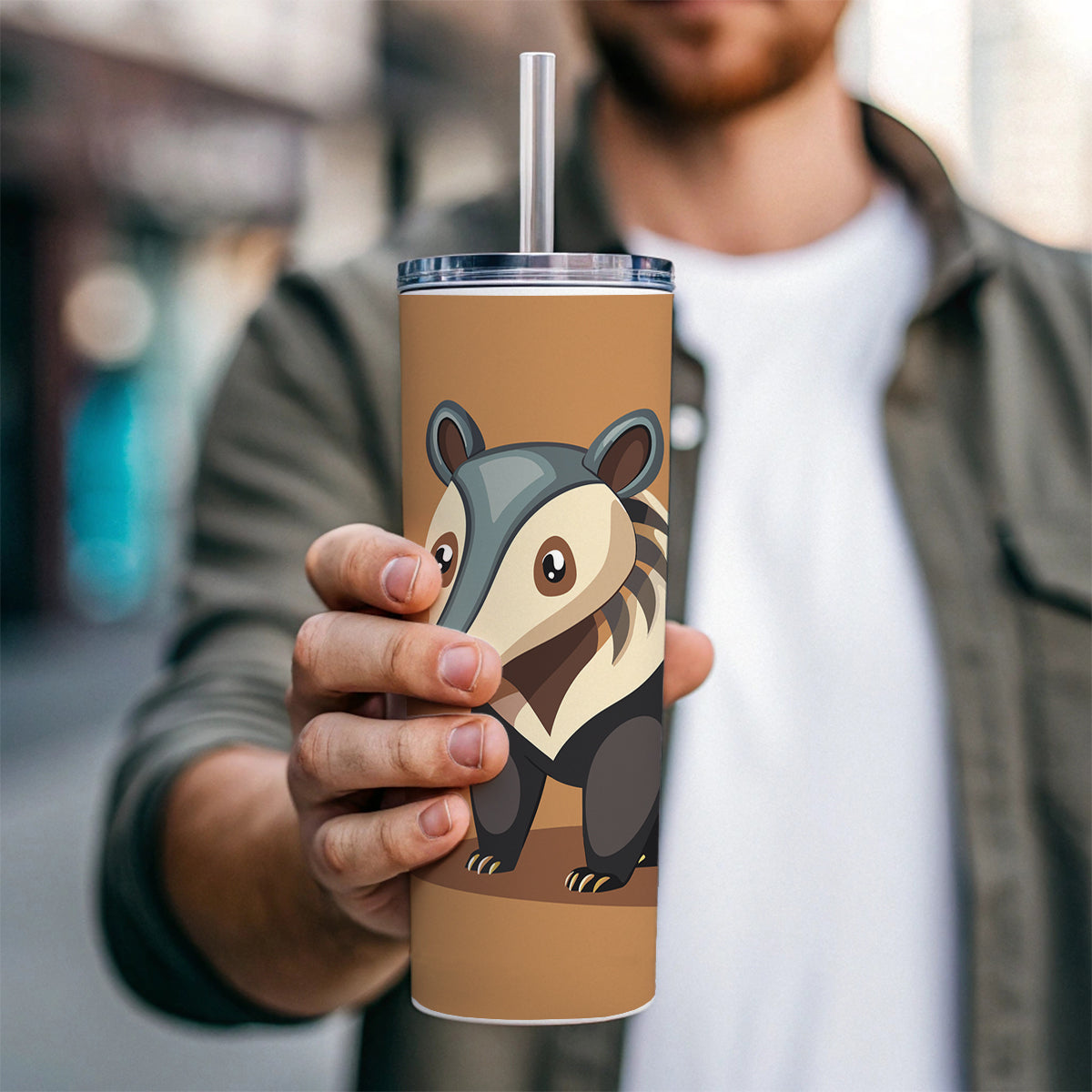 Anteater Animal Skinny Tumbler 20oz with Straw Insulated Water Bottle Gift