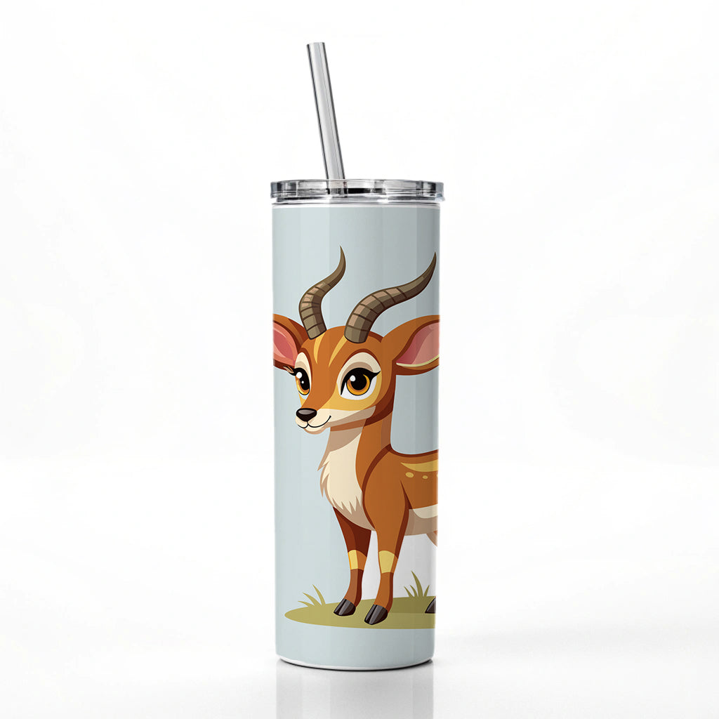 Antelope Cute Skinny Tumbler 20oz with Straw Insulated Water Bottle Gift