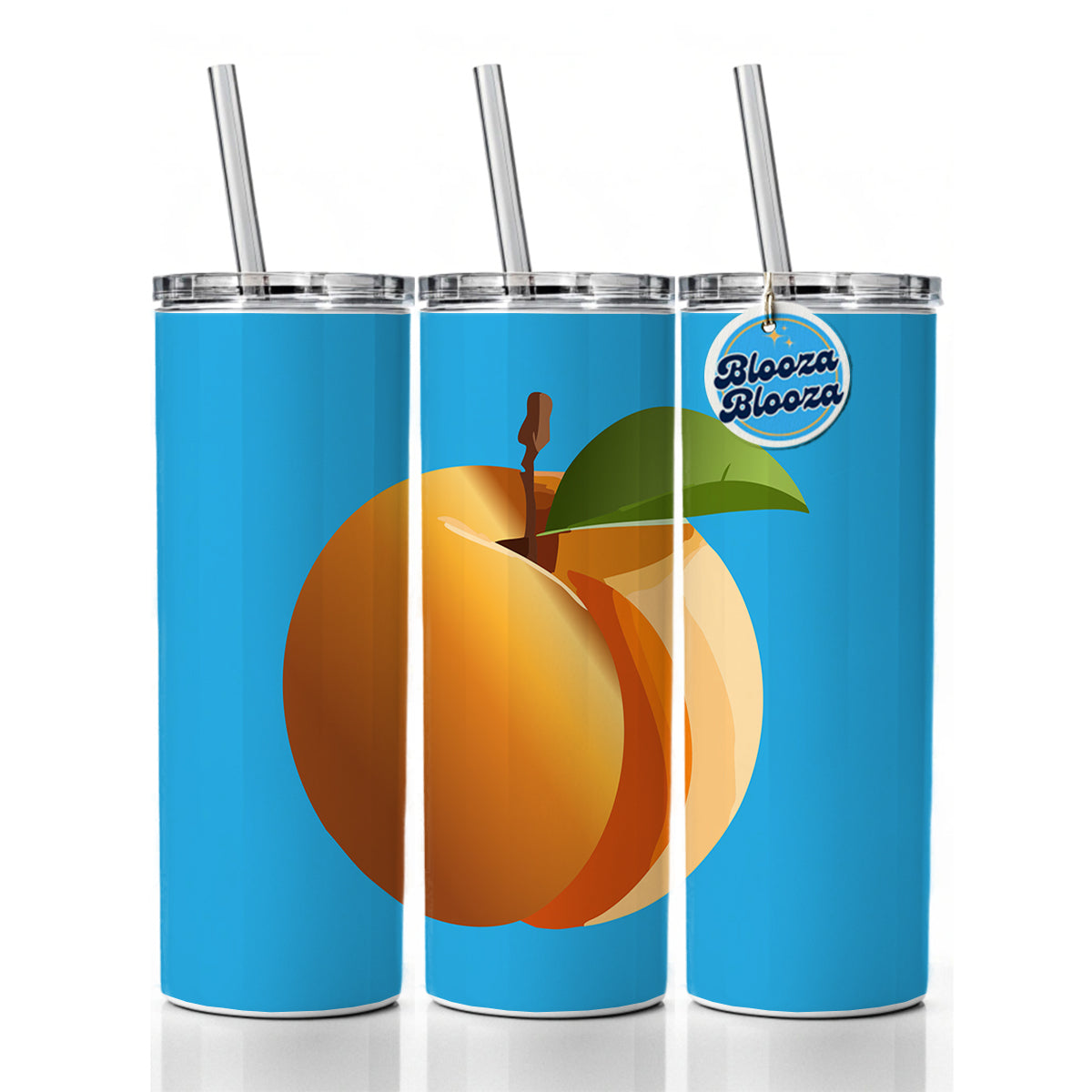 Apricot Fruit Skinny Tumbler 20oz with Straw Insulated Water Bottle Gift