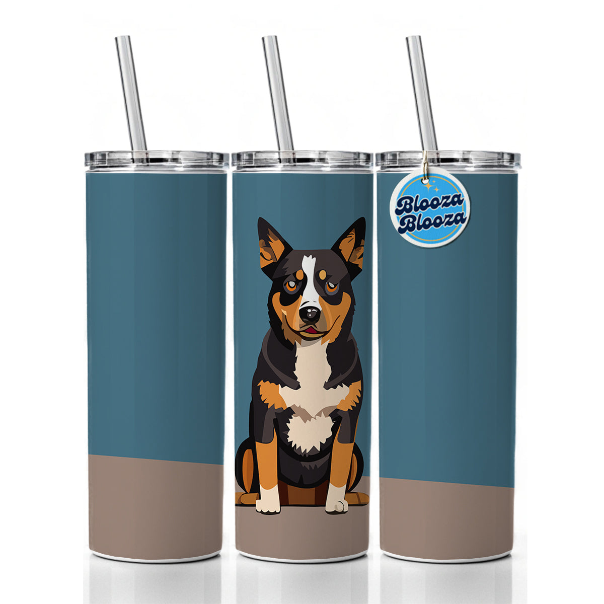 Australian Cattle Dog Sitting Skinny Tumbler 20oz with Straw Insulated Water Bottle Gift