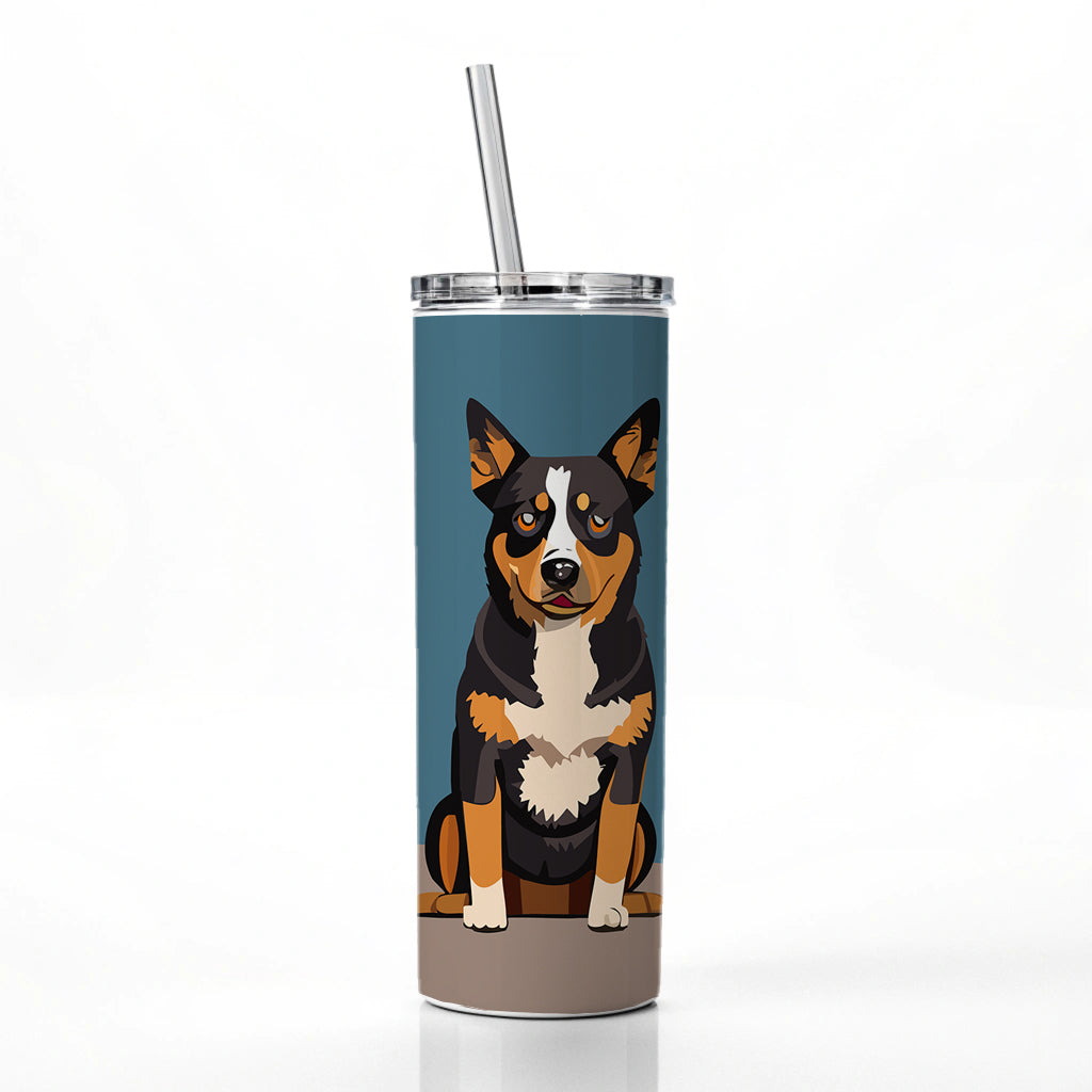 Australian Cattle Dog Sitting Skinny Tumbler 20oz with Straw Insulated Water Bottle Gift