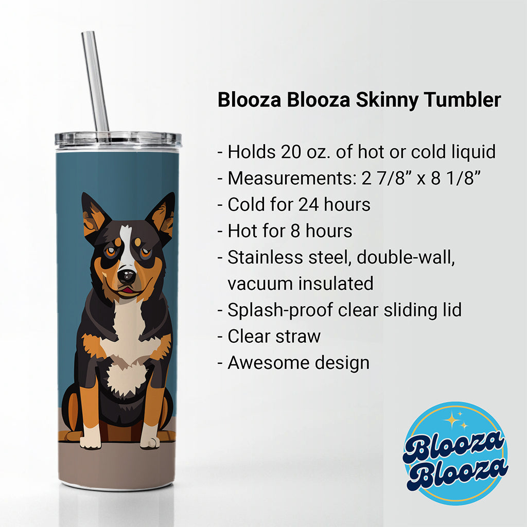 Australian Cattle Dog Sitting Skinny Tumbler 20oz with Straw Insulated Water Bottle Gift