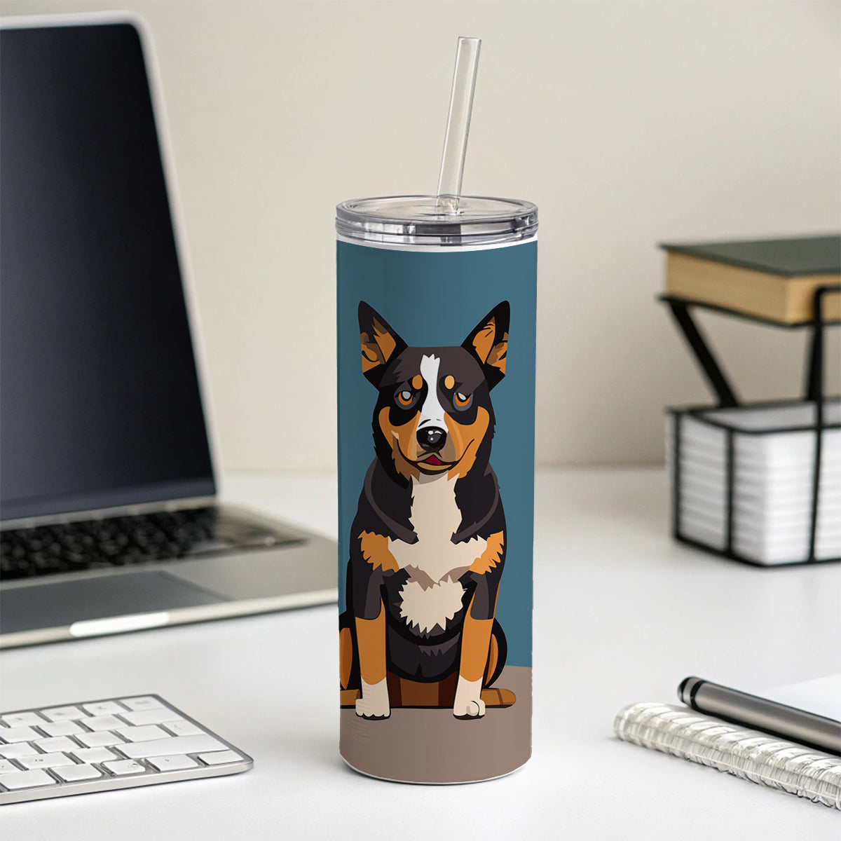 Australian Cattle Dog Sitting Skinny Tumbler 20oz with Straw Insulated Water Bottle Gift