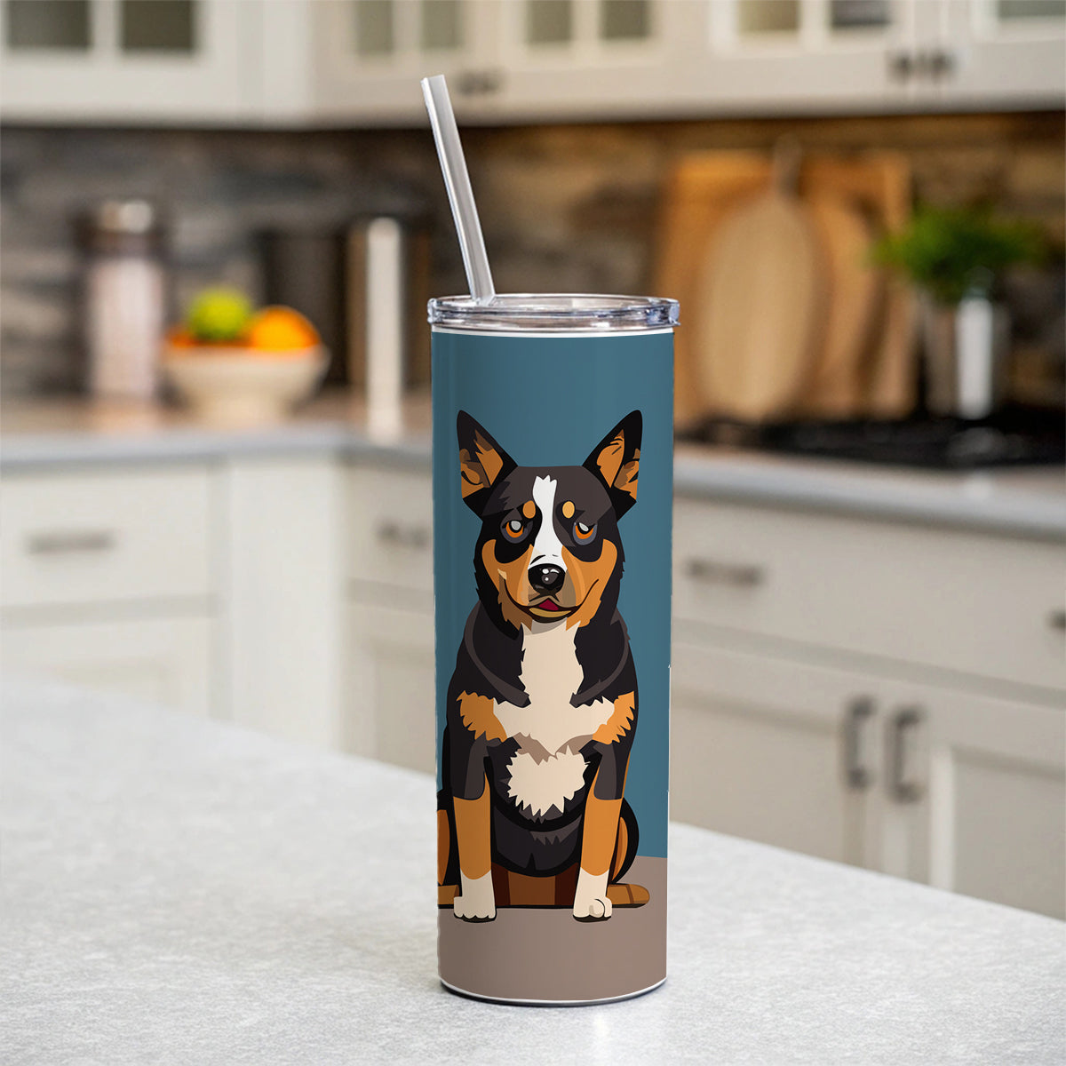 Australian Cattle Dog Sitting Skinny Tumbler 20oz with Straw Insulated Water Bottle Gift