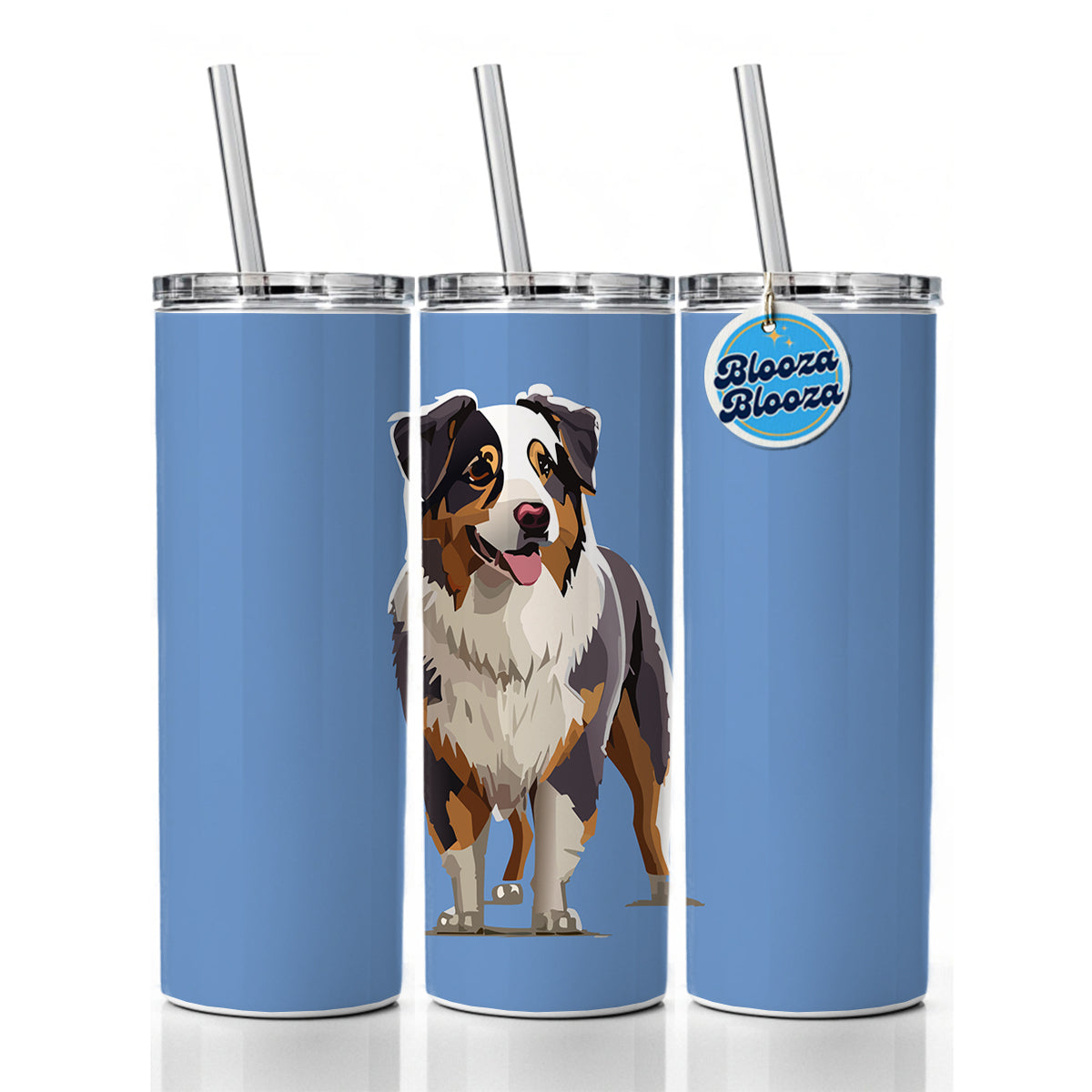 Australian Shepherd Dog Standing Skinny Tumbler 20oz with Straw Insulated Water Bottle Gift