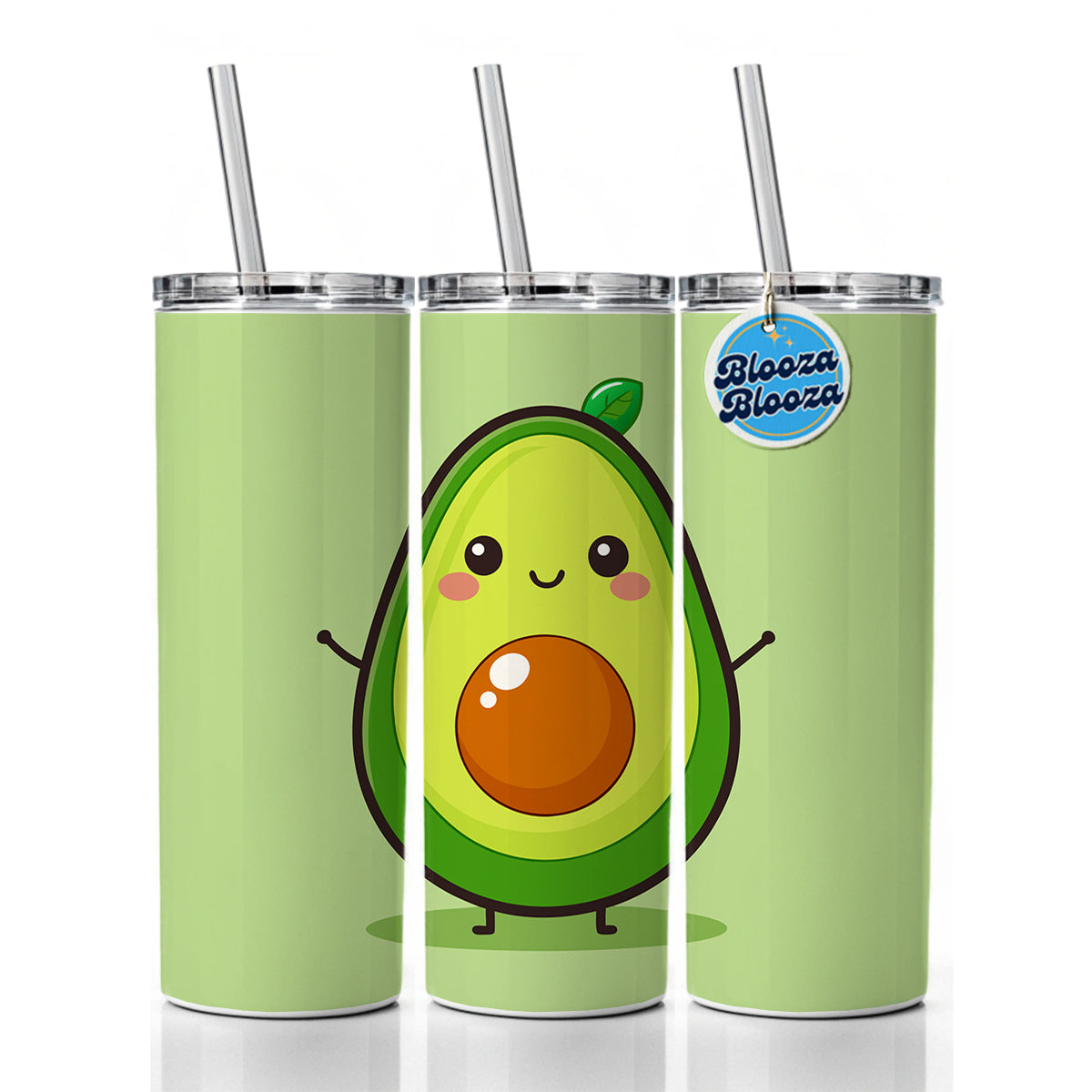 Avocado Cute Skinny Tumbler 20oz with Straw Insulated Water Bottle Gift