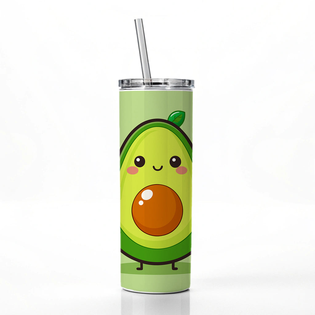 Avocado Cute Skinny Tumbler 20oz with Straw Insulated Water Bottle Gift