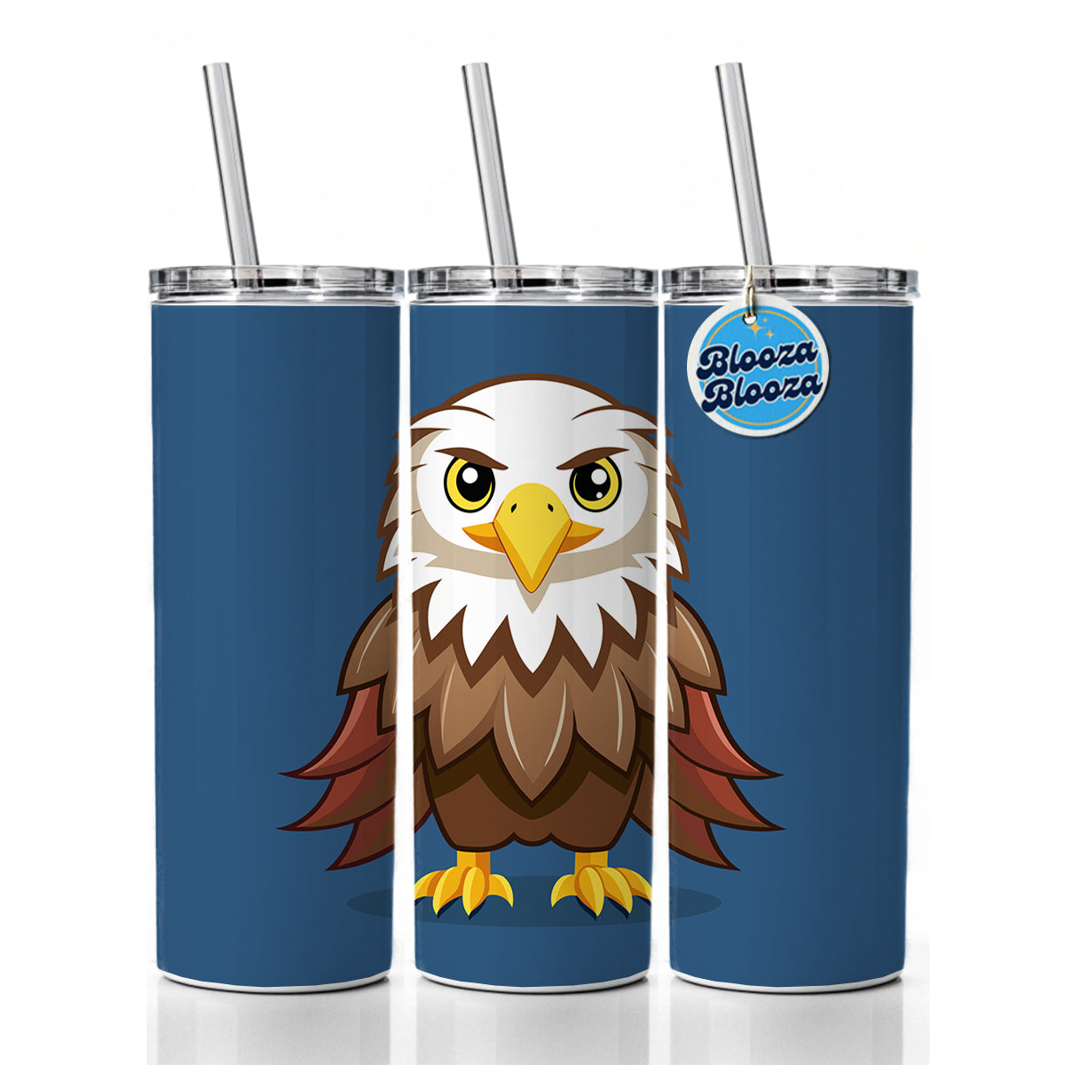 Bald Eagle Bird Cute Skinny Tumbler 20oz with Straw Insulated Water Bottle Gift