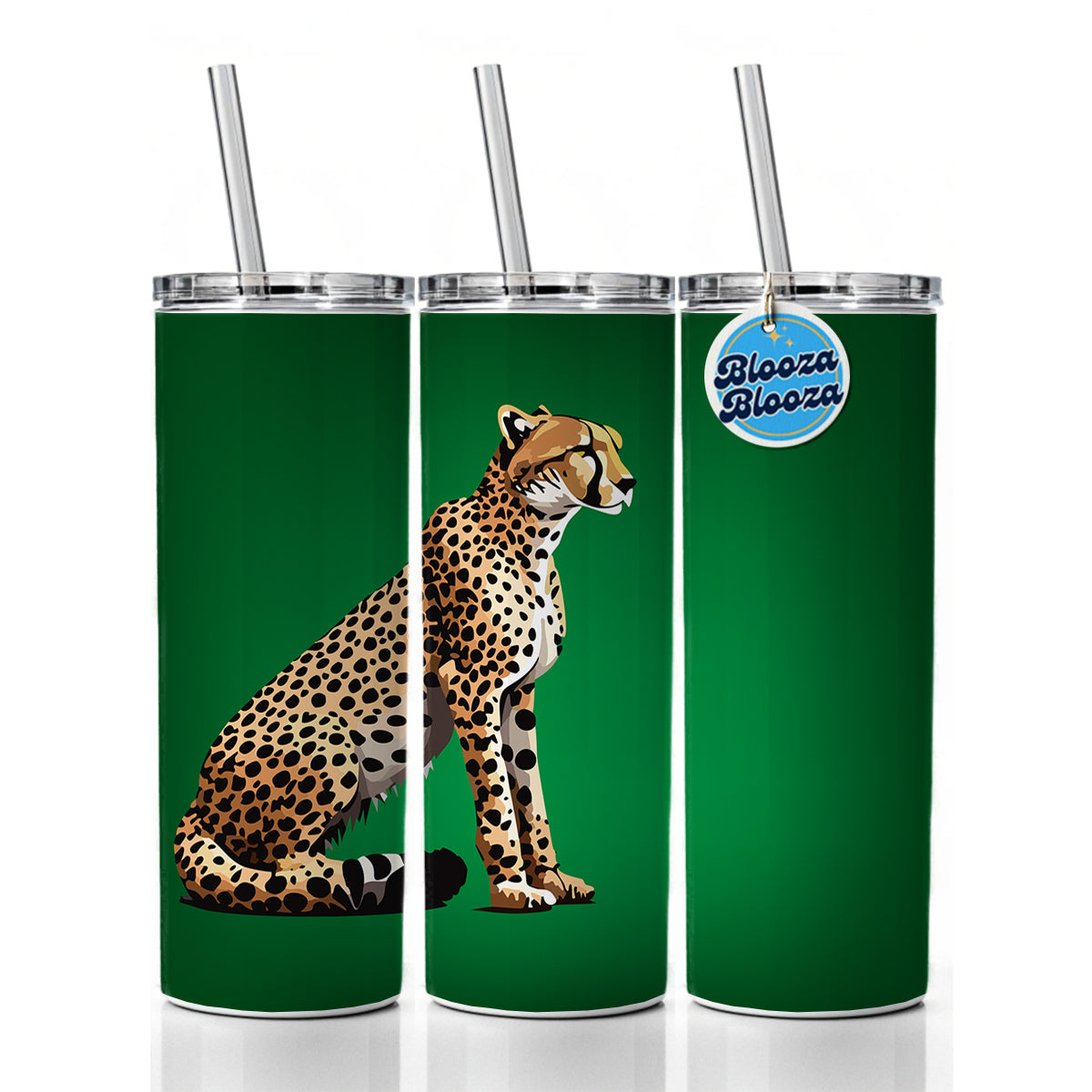 Cheetah Sitting Profile Big Cat Skinny Tumbler 20oz with Straw Insulated Water Bottle Gift