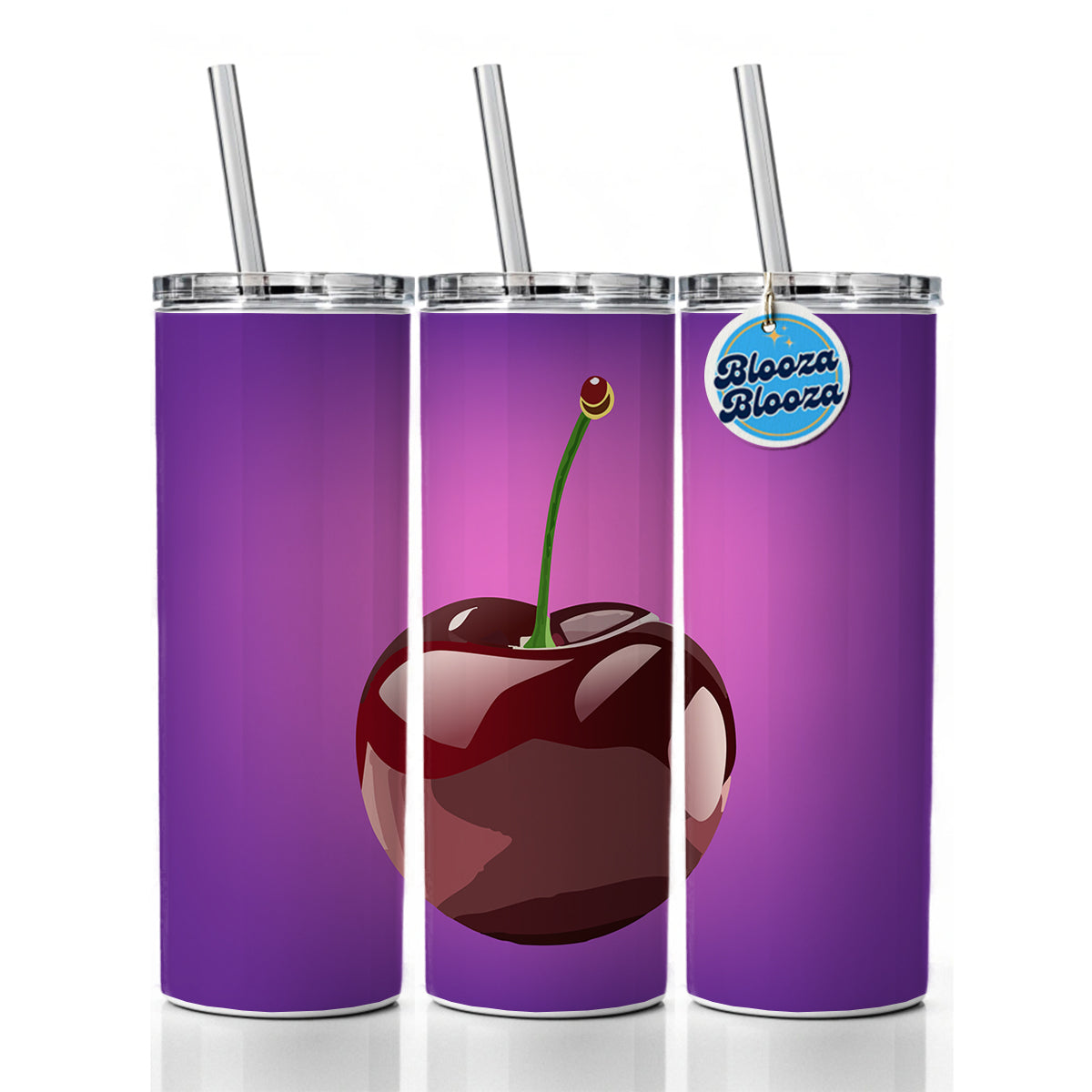 Cherry Fruit Skinny Tumbler 20oz with Straw Insulated Water Bottle Gift