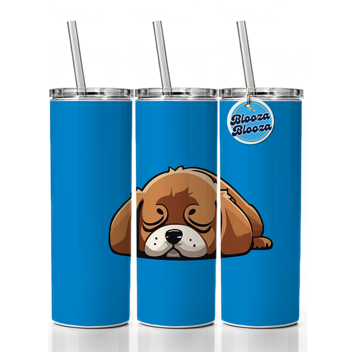 Dog Puppy Napping Sleeping Cute Skinny Tumbler 20oz with Straw Insulated Water Bottle Gift