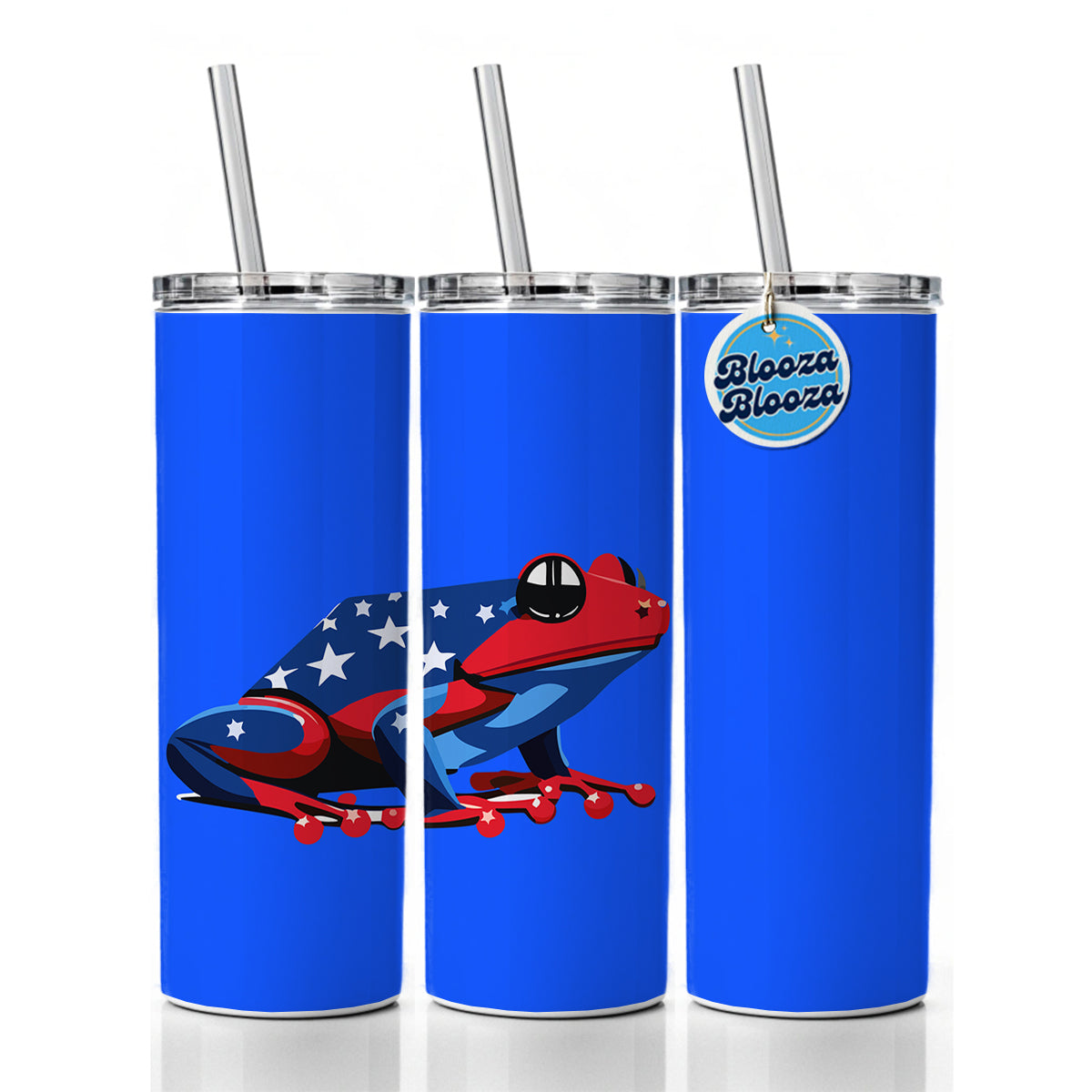 Frog Patriotic Skinny Tumbler 20oz with Straw Insulated Water Bottle Gift