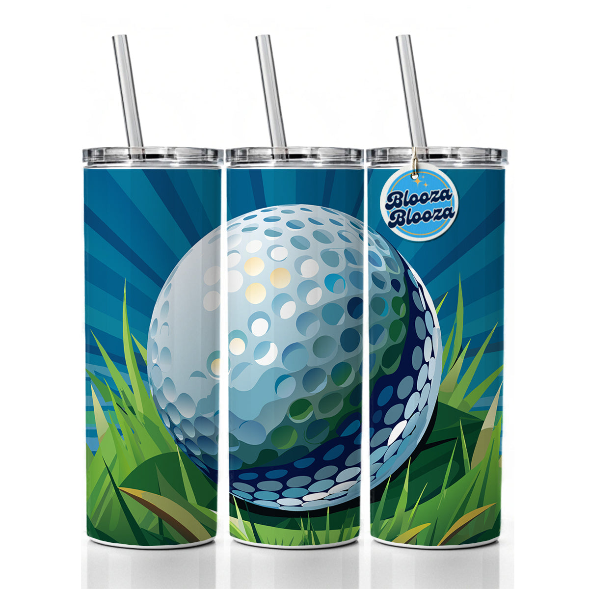 Golf Ball on Grass Sport Skinny Tumbler 20oz with Straw Insulated Water Bottle Gift