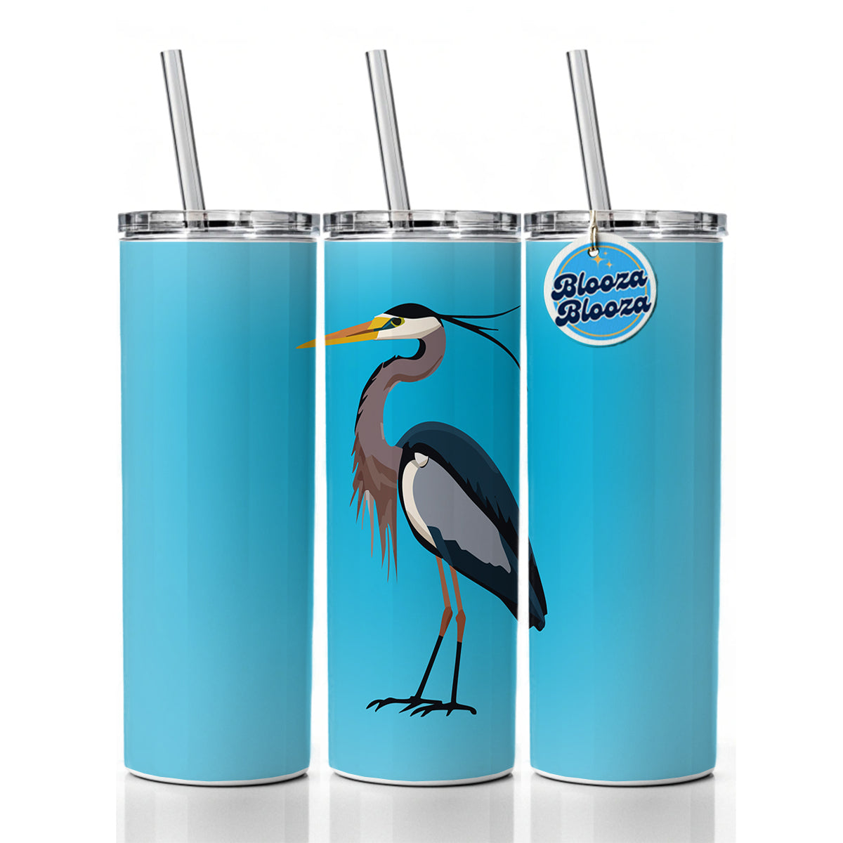 Heron Egret Bird Skinny Tumbler 20oz with Straw Insulated Water Bottle Gift