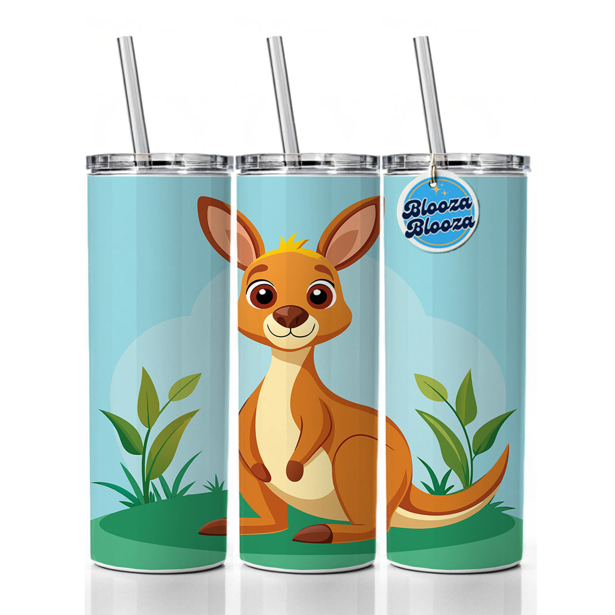 Kangaroo Cute Skinny Tumbler 20oz with Straw Insulated Water Bottle Gift