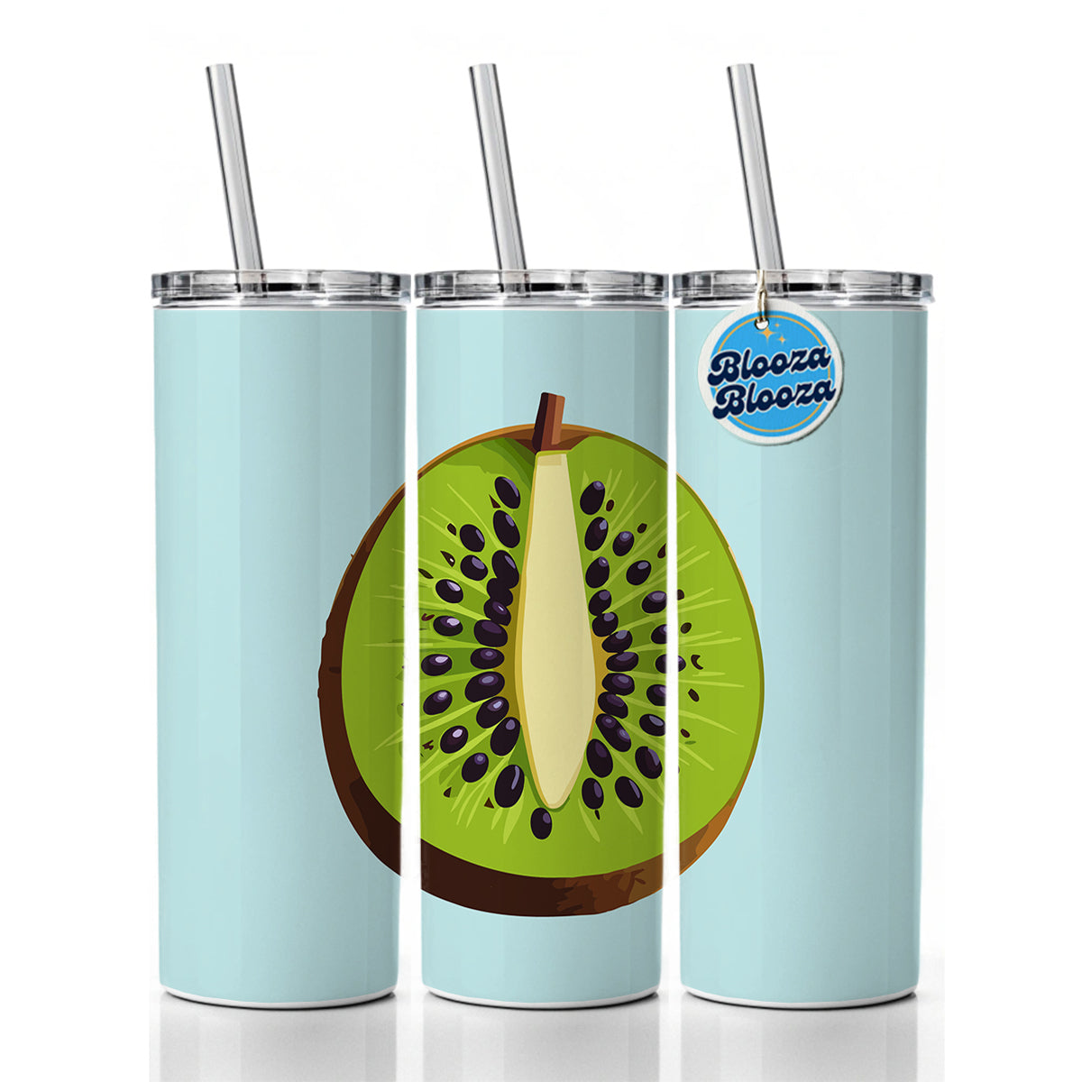 Kiwi Fruit Slice Skinny Tumbler 20oz with Straw Insulated Water Bottle Gift