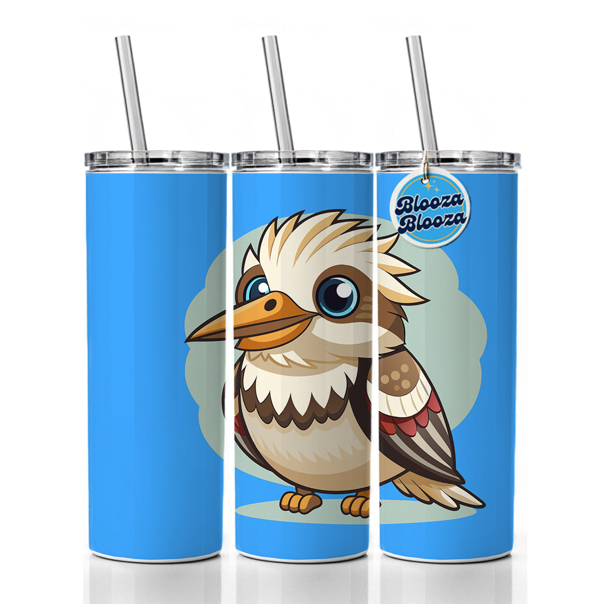 Kookaburra Bird Cute Skinny Tumbler 20oz with Straw Insulated Water Bottle Gift