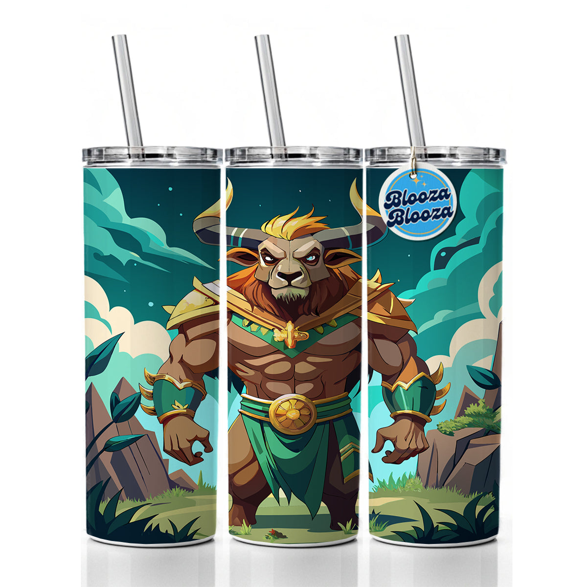 Minotaur Greek Mythology Skinny Tumbler 20oz with Straw Insulated Water Bottle Gift
