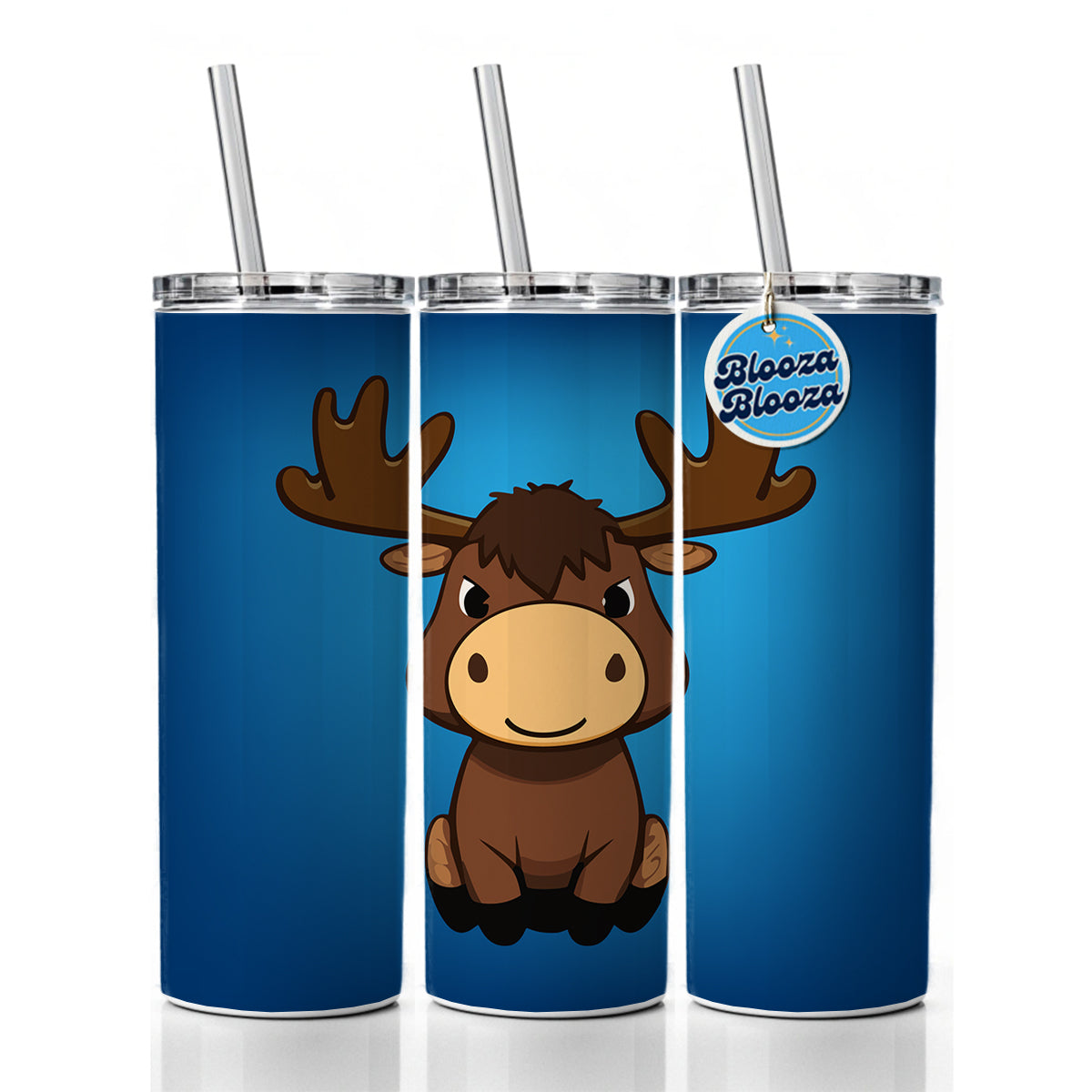 Moose Cute Skinny Tumbler 20oz with Straw Insulated Water Bottle Gift