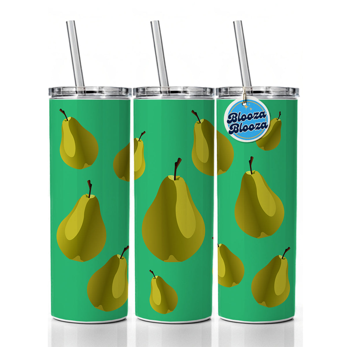 Pear Fruit Skinny Tumbler 20oz with Straw Insulated Water Bottle Gift