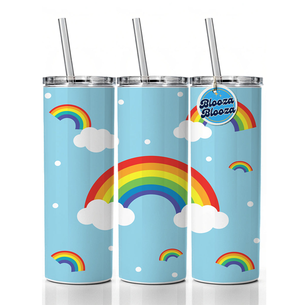 Rainbows Scattered Skinny Tumbler 20oz with Straw Insulated Water Bottle Gift
