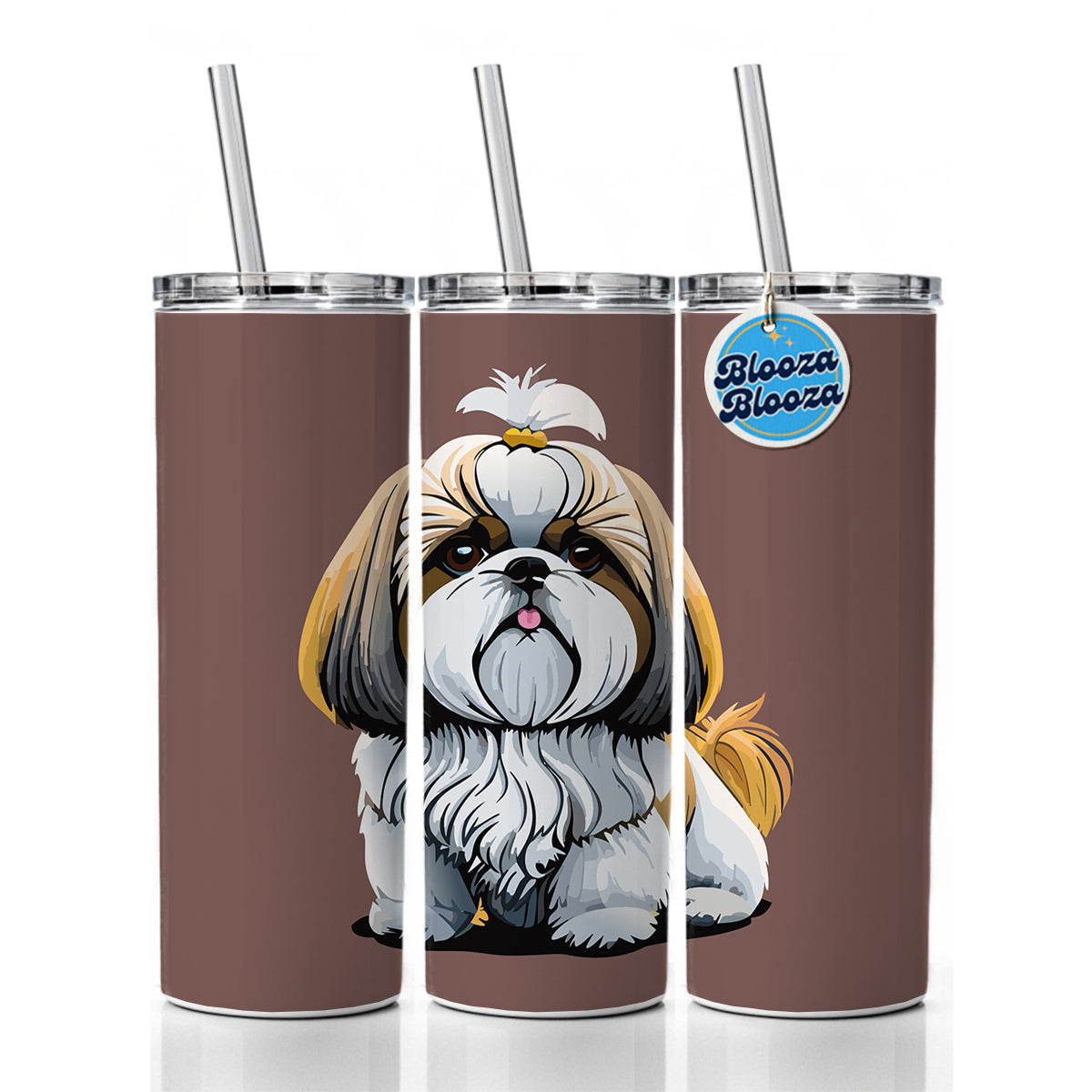 Shih Tzu Dog Cute Skinny Tumbler 20oz with Straw Insulated Water Bottle Gift
