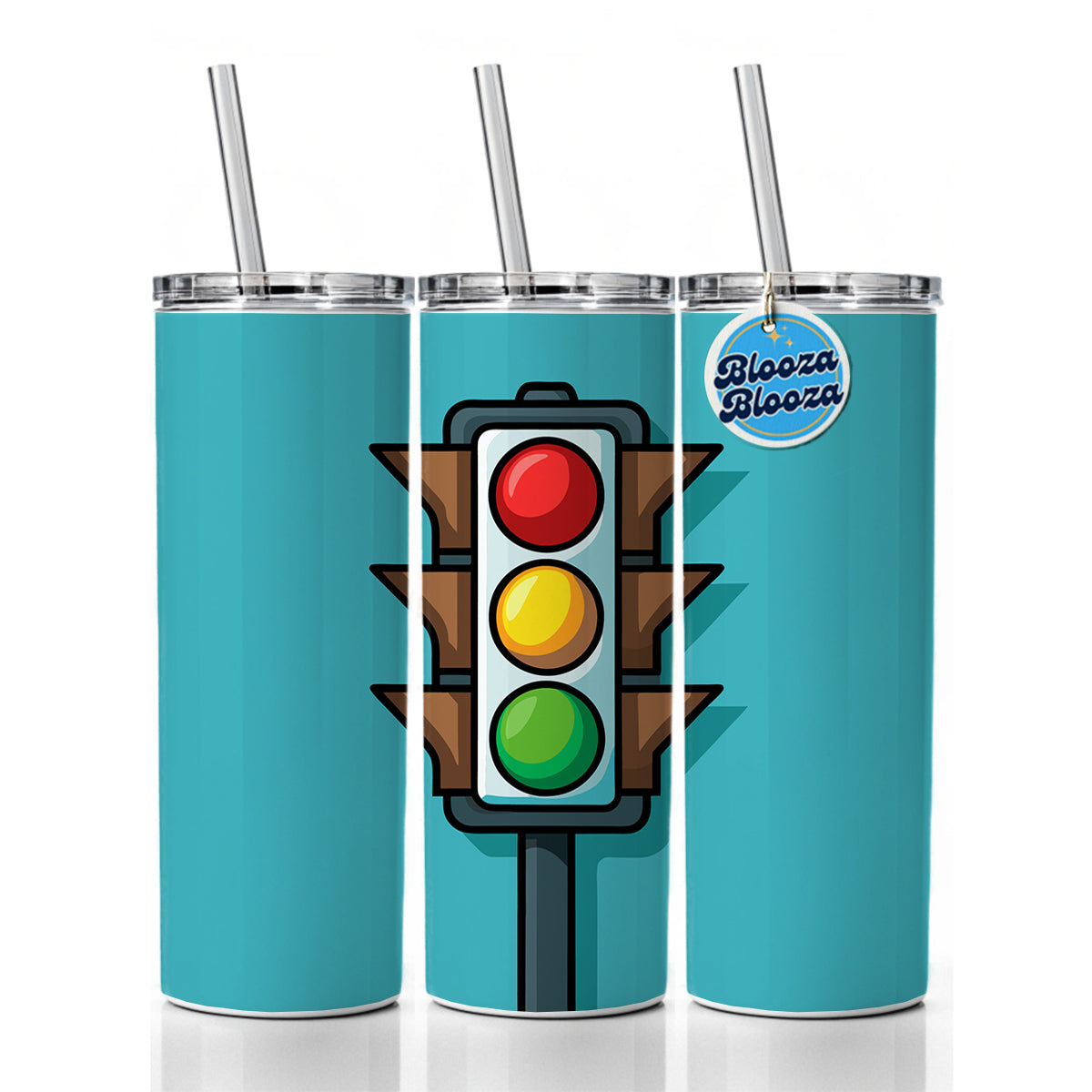 Stop Light Colorful Skinny Tumbler 20oz with Straw Insulated Water Bottle Gift