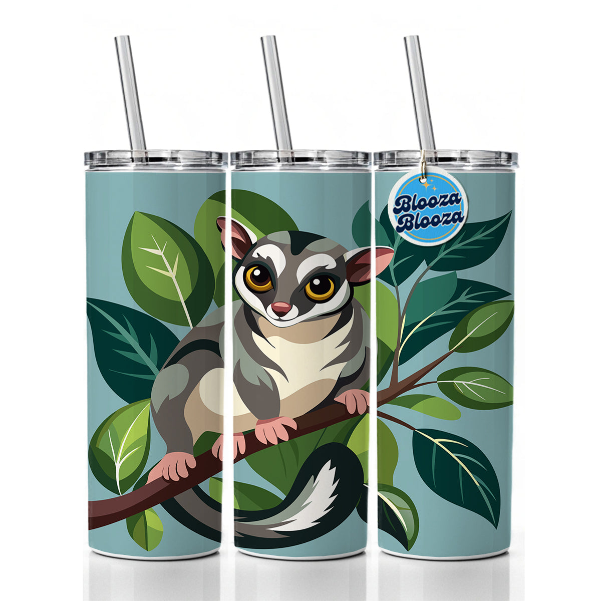 Sugar Glider on Tree Branch Skinny Tumbler 20oz with Straw Insulated Water Bottle Gift