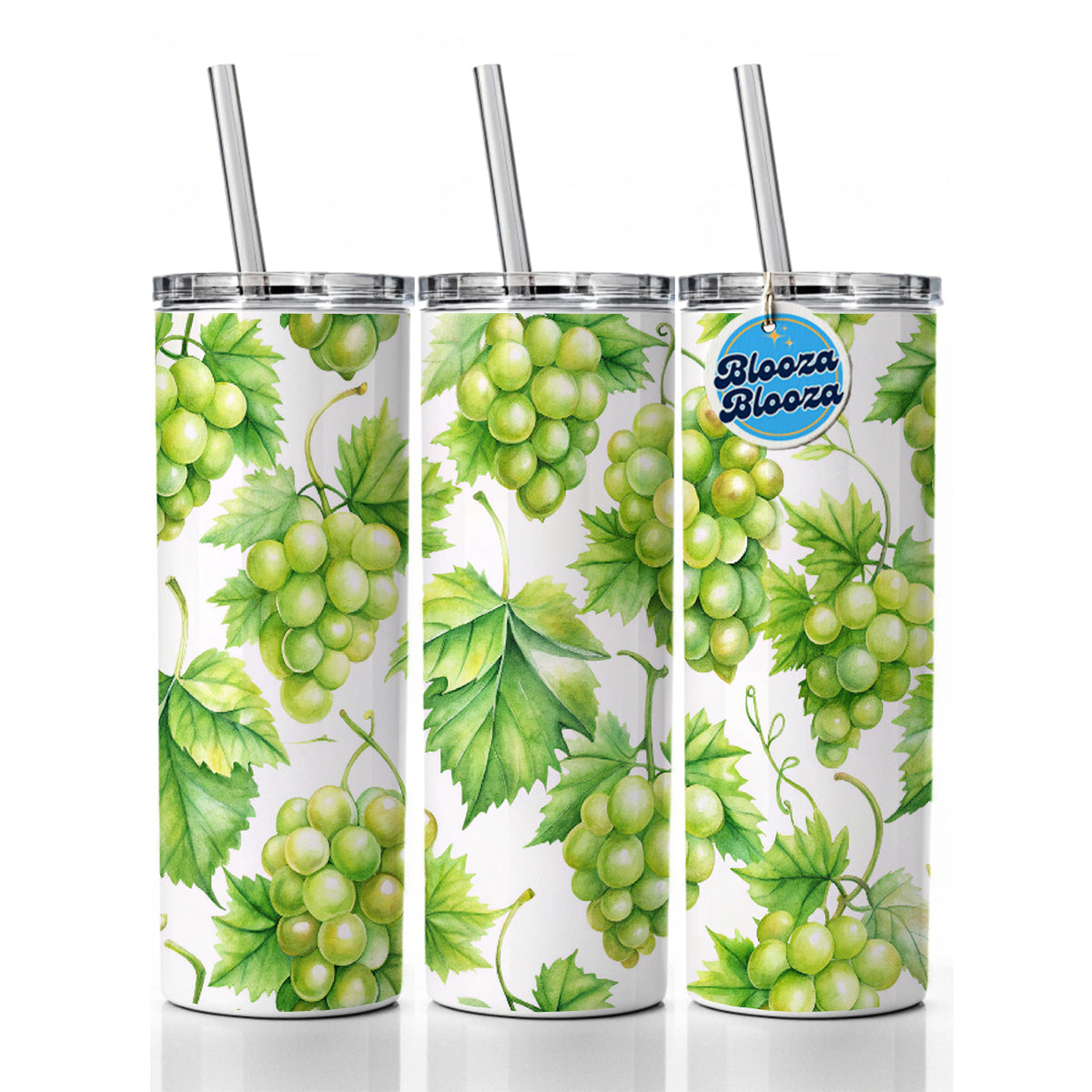 Bunches Of Green Grapes Skinny Tumbler 20oz with Straw Insulated Water Bottle Gift