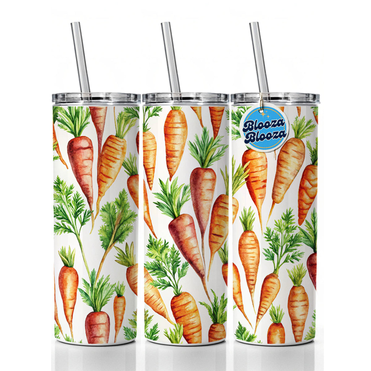 Carrots Vegetables Watercolor Skinny Tumbler 20oz with Straw Insulated Water Bottle Gift