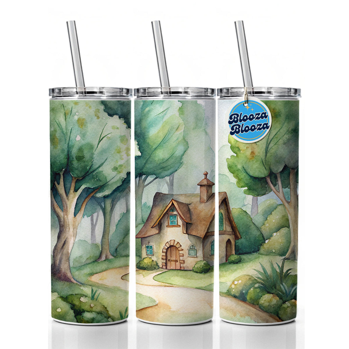 House Shire In The Woods Skinny Tumbler 20oz with Straw Insulated Water Bottle Gift
