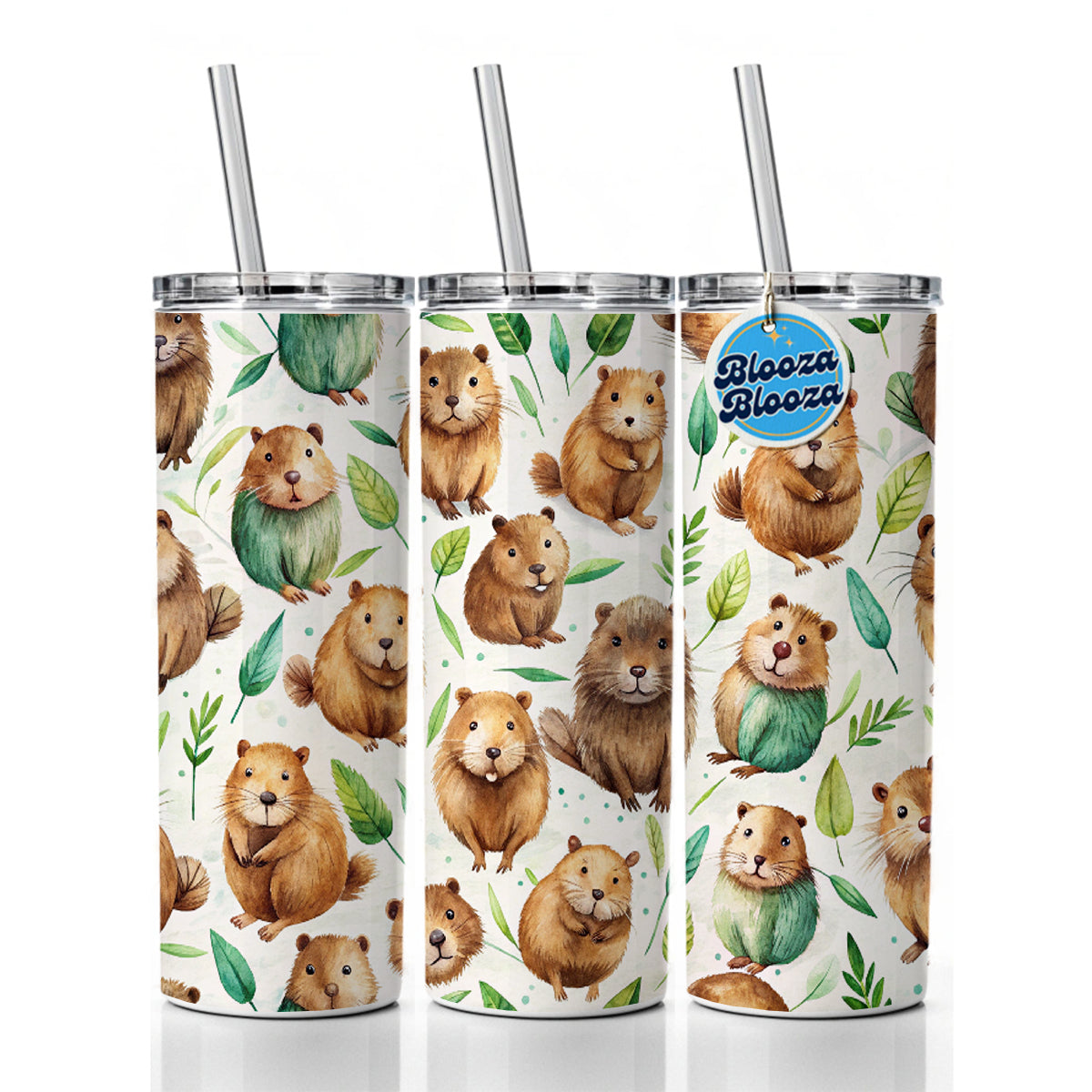 Lots Of Sweet Beavers Skinny Tumbler 20oz with Straw Insulated Water Bottle Gift