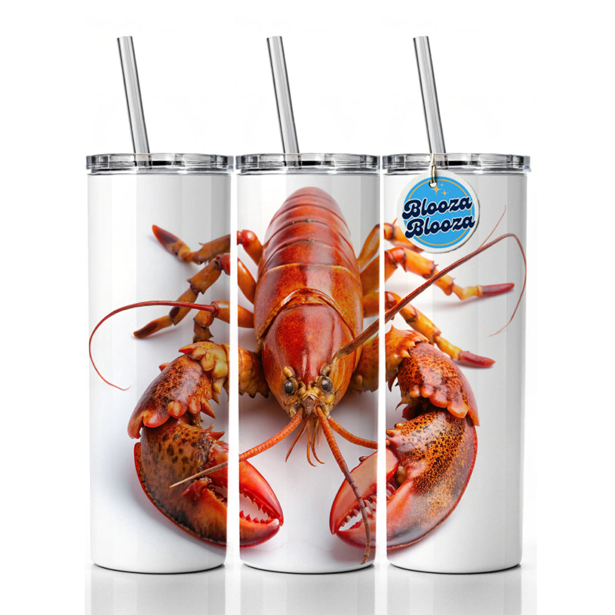 New England Lobster On White Background Skinny Tumbler 20oz with Straw Insulated Water Bottle Gift