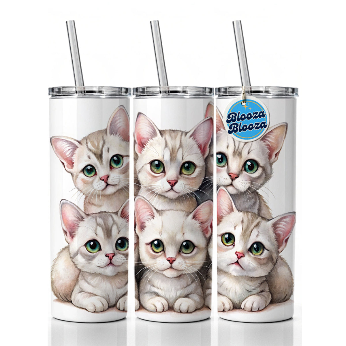 Sweet Burmilla Cats Skinny Tumbler 20oz with Straw Insulated Water Bottle Gift