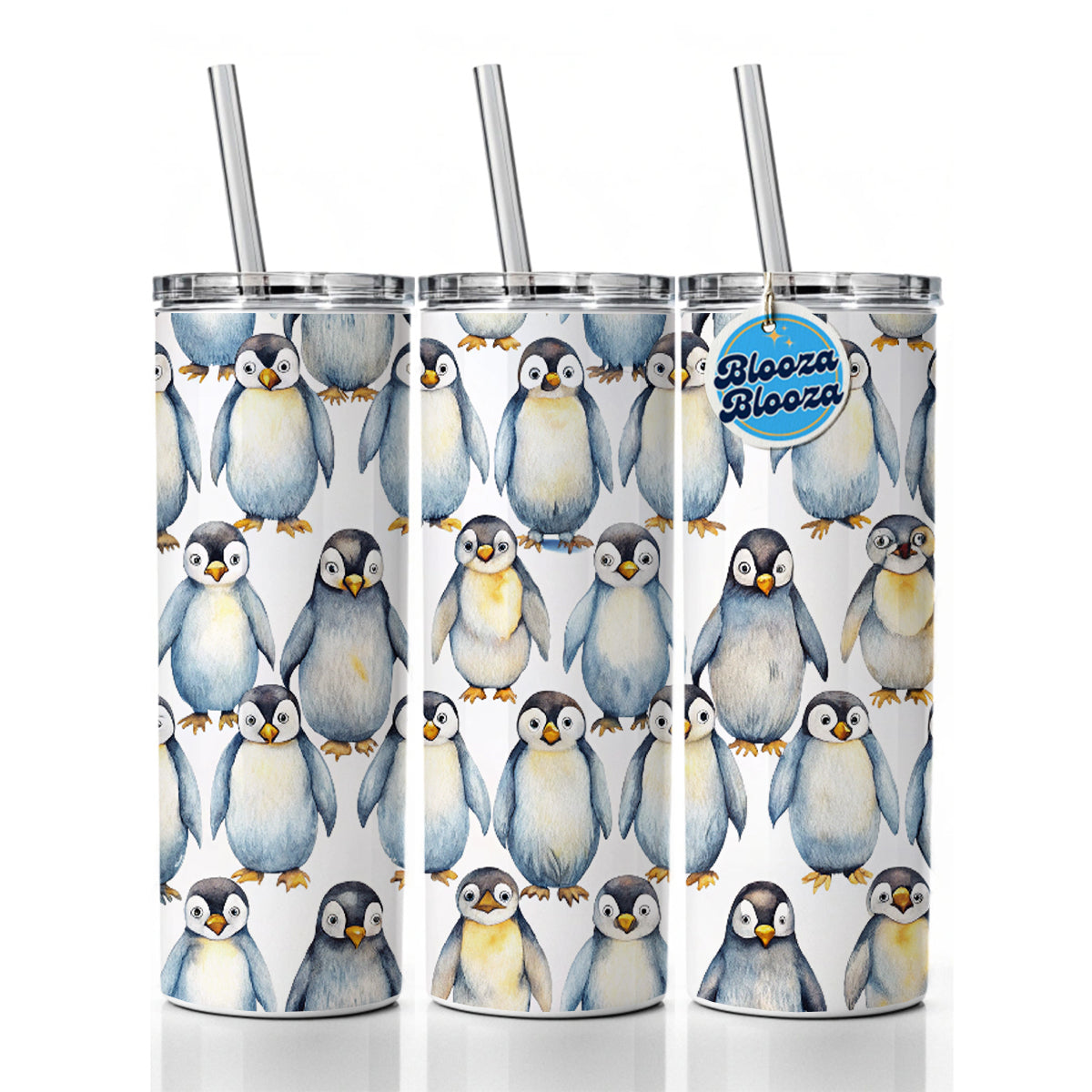 Sweet Emperor Penguins Skinny Tumbler 20oz with Straw Insulated Water Bottle Gift