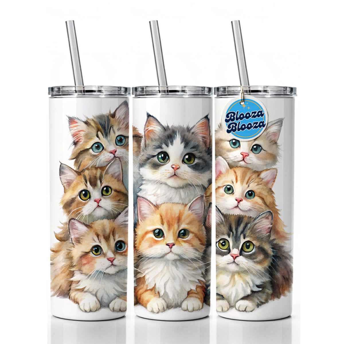 Sweet Ragamuffin Cats Skinny Tumbler 20oz with Straw Insulated Water Bottle Gift