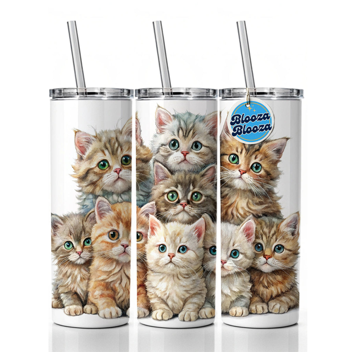 Sweet Selkirk Rex Cats Skinny Tumbler 20oz with Straw Insulated Water Bottle Gift