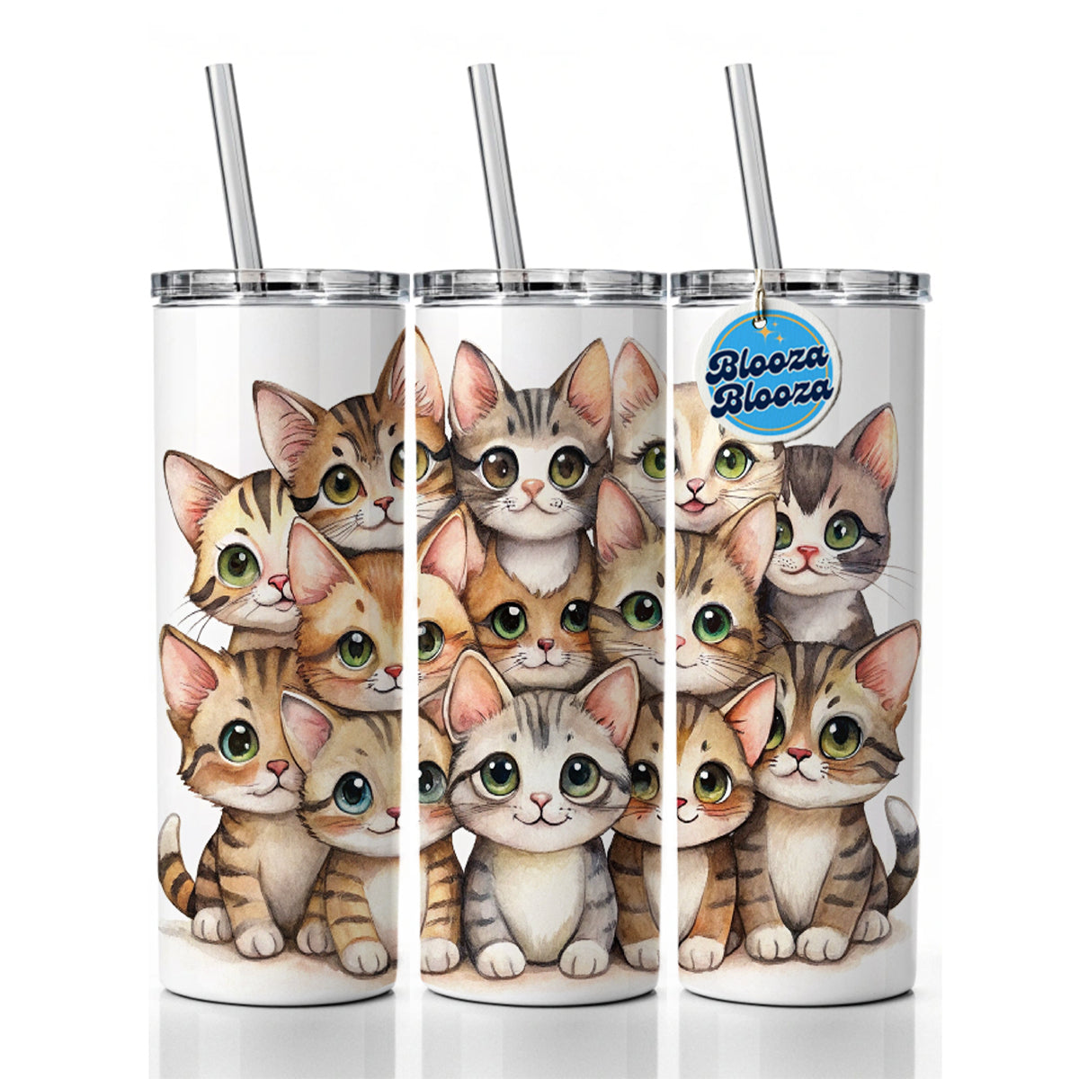 Sweet Sokoke Cats Skinny Tumbler 20oz with Straw Insulated Water Bottle Gift
