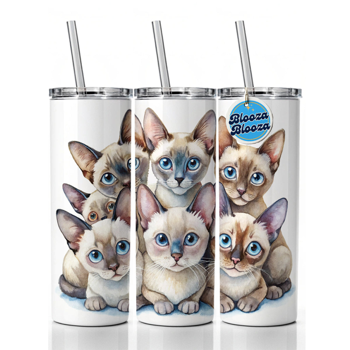 Sweet Tonkinese Cats Skinny Tumbler 20oz with Straw Insulated Water Bottle Gift