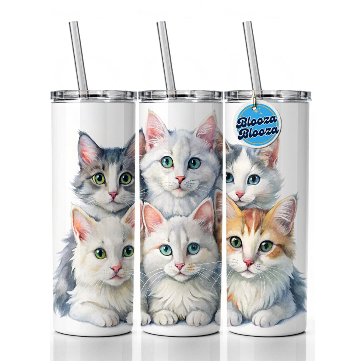 Sweet Turkish Angora Cats Skinny Tumbler 20oz with Straw Insulated Water Bottle Gift