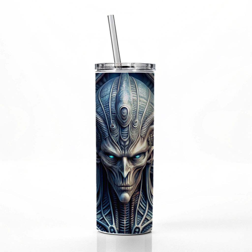 Alien Creature Creepy Horror Sci-Fi Skinny Tumbler 20oz with Straw Insulated Water Bottle Gift