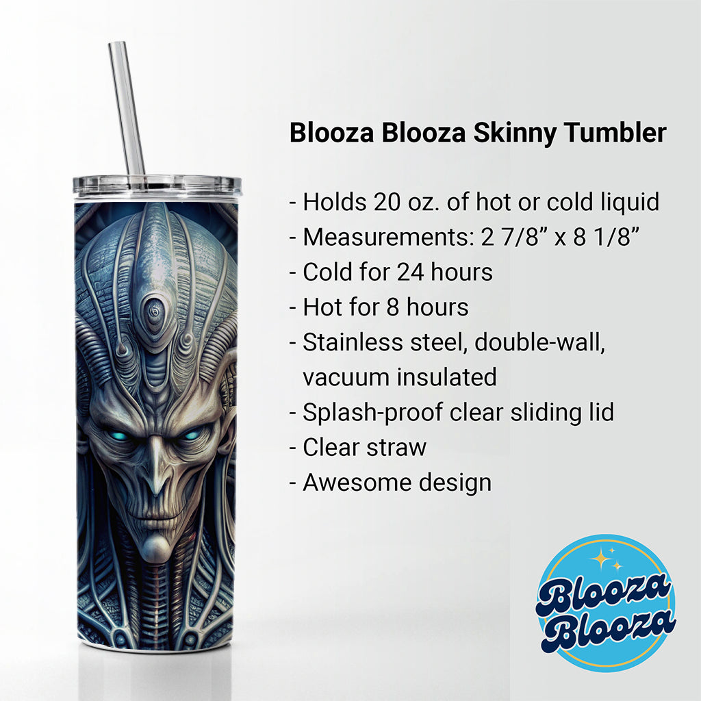 Alien Creature Creepy Horror Sci-Fi Skinny Tumbler 20oz with Straw Insulated Water Bottle Gift