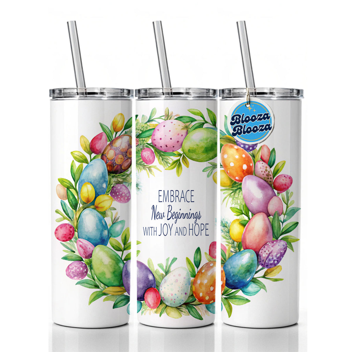 Embrace New Beginnings Easter Inspirational Skinny Tumbler 20oz with Straw Insulated Water Bottle Gift