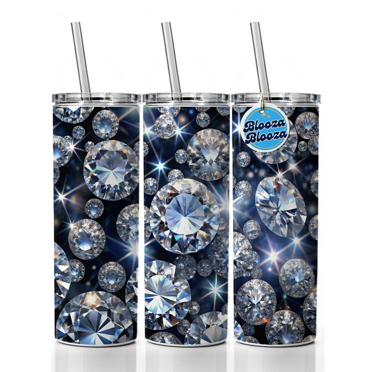 Lots Of Diamonds Skinny Tumbler 20oz with Straw Insulated Water Bottle Gift
