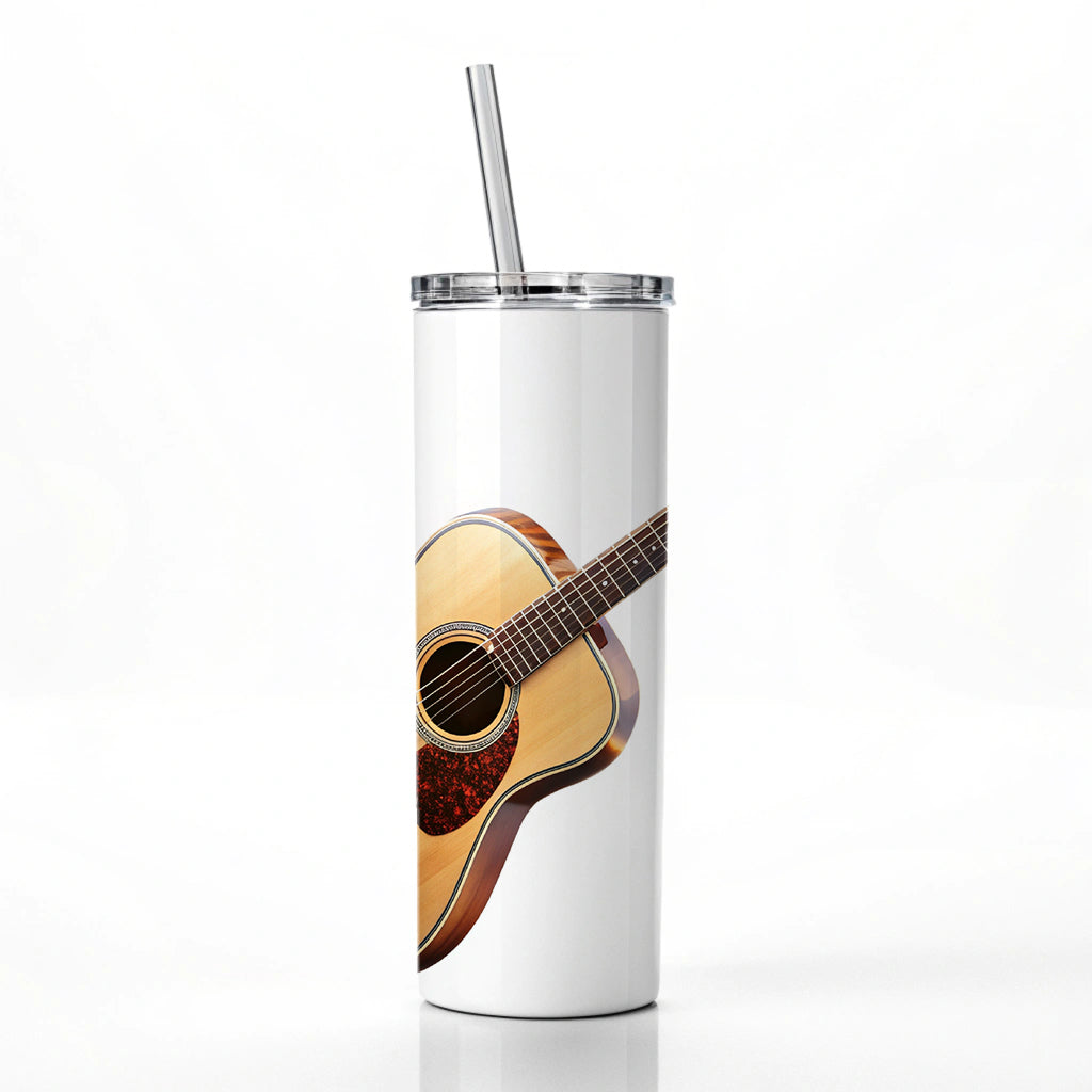 Acoustic Guitar Music Musical Instrument Musician Skinny Tumbler 20oz with Straw Insulated Water Bottle Gift