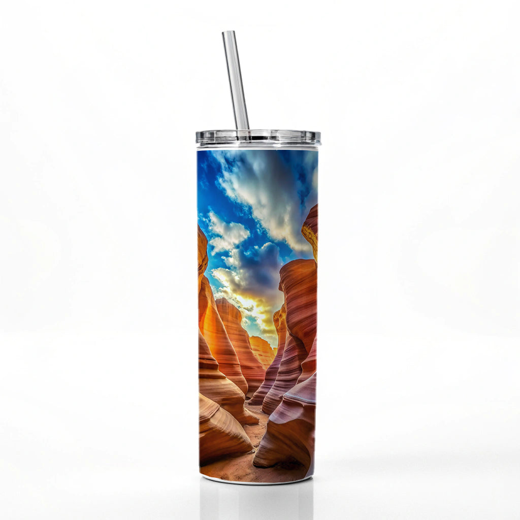 Antelope Slot Canyon Utah Nevada Skinny Tumbler 20oz with Straw Insulated Water Bottle Gift