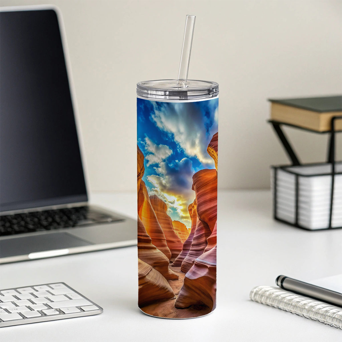 Antelope Slot Canyon Utah Nevada Skinny Tumbler 20oz with Straw Insulated Water Bottle Gift