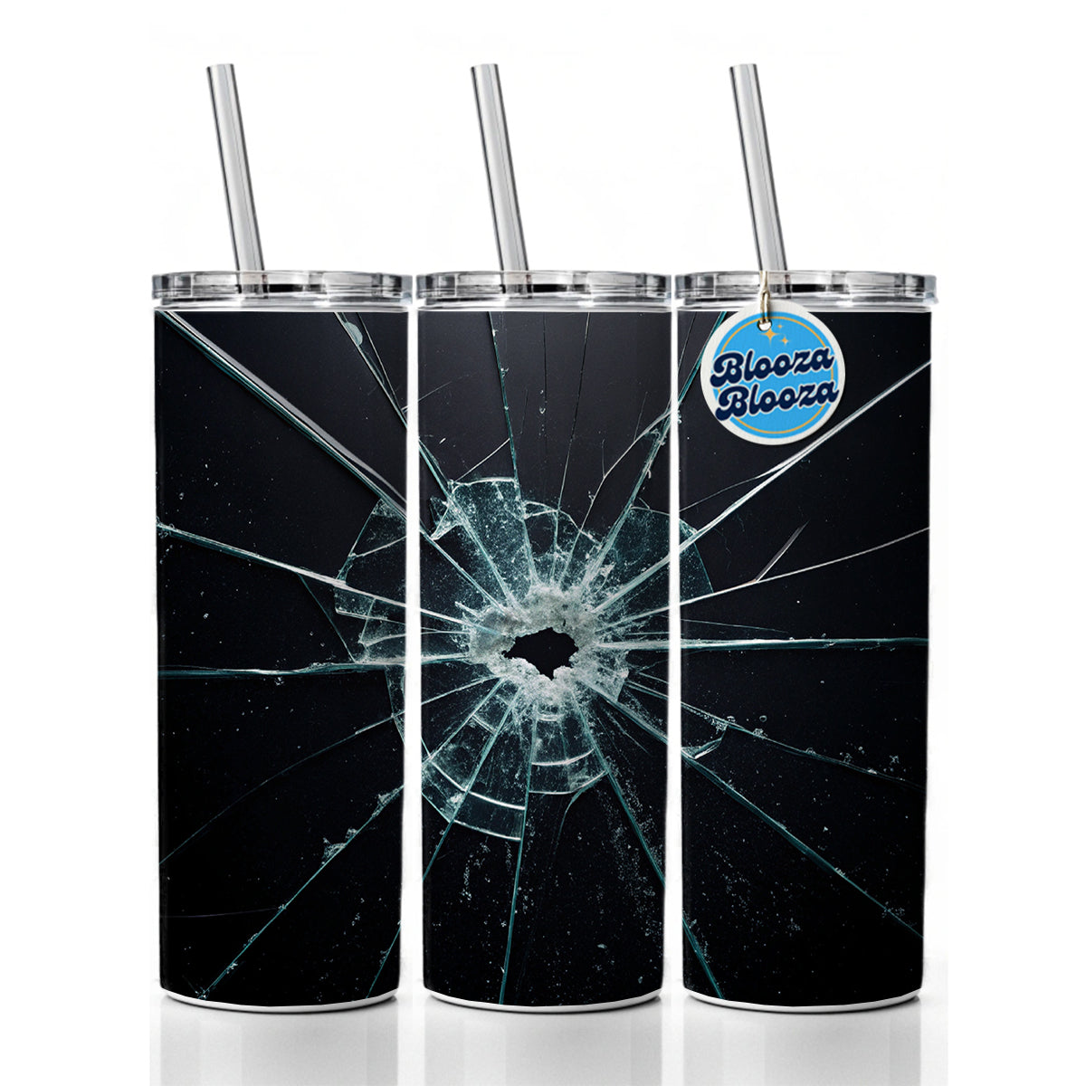 Close-Up Of Broken Pane Of Glass Skinny Tumbler 20oz with Straw Insulated Water Bottle Gift